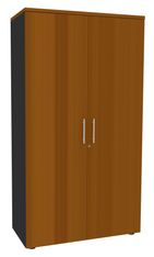Armoire haute IDRA/DUAL - H180 x L80 x P47 - 2 portes - Corps anthracite - Portes et dessus imitation Merisier