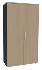 Armoire haute IDRA/DUAL - H180 x L80 x P47 - 2 portes - Corps anthracite - Portes et dessus imitation Chêne clair