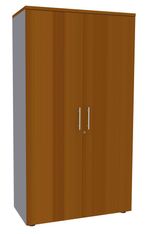Armoire haute IDRA/DUAL - H180 x L80 x P47 - 2 portes - Corps alu - Portes et dessus imitation Merisier
