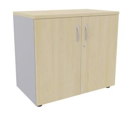 Armoire basse IDRA/DUAL - H72 x L80 x P47 - 2 portes - Corps alu - Dessus et portes imitation Erable