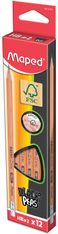 Maped Black'Peps - Pack de 12 crayons à papier - HB - 2,2 mm - embout gomme