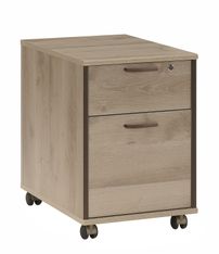 Caisson mobile MAMBO - Profondeur 60 cm - 2 tiroirs - Chêne/chocolat