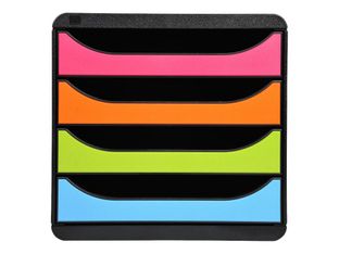 Exacompta BigBox - Module de classement 4 tiroirs - noir/arlequin