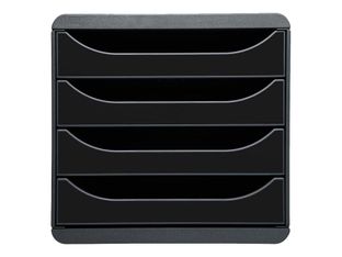Exacompta BigBox - Module de classement 4 tiroirs - noir/noir