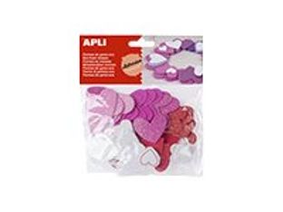 Apli - Sachet de gommettes en mousse - motifs cœurs - blanc, rouge, rose