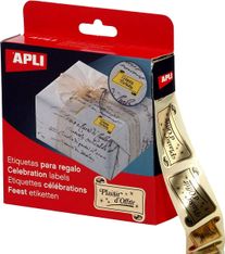 Agipa - 18 Étiquettes Plaisir d'offrir impression noir sur fond or - 25 x 50 mm