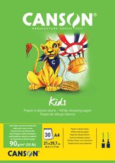 Canson Kids - Bloc dessin - 30 feuilles - A4 - 90 gr - blanc