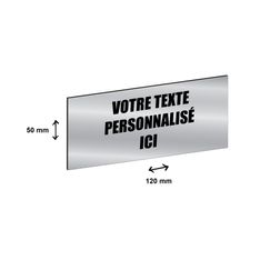 Plaque boîte à lettres personnalisée avec votre texte - 120 x 50 mm - argentée - adhésivée prête à poser