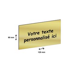 Plaque personnalisée avec votre texte - 120 x 60 mm - dorée - adhésivée prête à poser