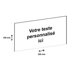 Plaque personnalisée avec votre texte - 200 x 100 mm - blanche - adhésivée prête à poser