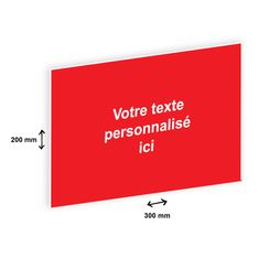 Plaque professionnelle personnalisée avec votre texte - 300 x 200 mm - Epaisseur 3,2 mm - rouge - adhésivée prête à poser