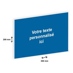 Plaque professionnelle personnalisée avec votre texte - 300 x 200 mm - Epaisseur 3,2 mm - bleue - adhésivée prête à poser