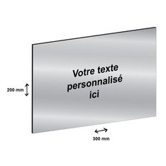 Plaque professionnelle personnalisée avec votre texte - 300 x 200 mm - Epaisseur 3,2 mm - argentée - adhésivée prête à poser