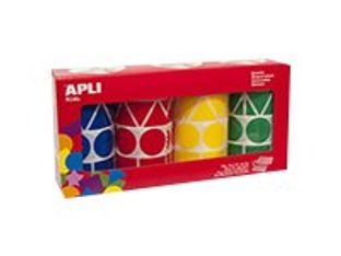 Apli - 4 rouleaux gommettes multiformes - coloris assortis
