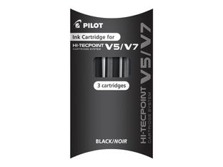 Pilot Hi-Tecpoint V5/V7 - 3 Cartouches recharges pour roller - noir