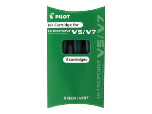 Pilot Hi-Tecpoint V5/V7 - 3 Cartouches recharges pour roller - vert