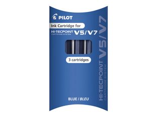 Pilot Hi-Tecpoint V5/V7 - 3 Cartouches recharges pour roller - bleu