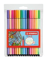 Stabilo Pen 68 - 15 Feutres - couleurs assorties dont 6 fluos