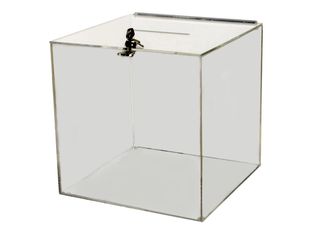 INOVSHOP - Urne de comptoir sécurisée - couvercle équipé d'une serrure - 25 x 25 x 25 cm - incolore