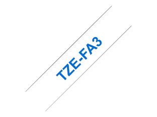 Brother TZeFA3 - Ruban d'étiquettes textile auto-adhésives - 1 rouleau (12 mm x 3 m) - fond blanc écriture bleu