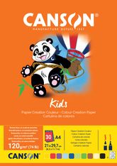 Canson Kids Création - Bloc dessin - 30 feuilles - A4 - 120 gr - couleurs assorties