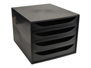 Exacompta Ecobox - Module de classement 4 tiroirs - noir