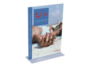 INOVSHOP - Porte-visuel de comptoir en "T" - A5 recto/verso