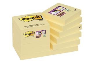 Post-it - 12 Blocs notes Super Sticky - jaune - 47,6 x 47,6 mm