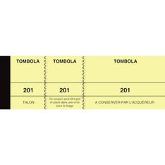ELVE - Bloc tombola 3 volets de 100 tickets - 50 x 150 mm - numéroté - jaune