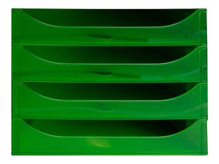 Exacompta Classic ECOBOX - Armario de cajones - 4 cajones - gris, transparent apple green