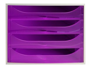 Exacompta Classic ECOBOX - Armario de cajones - 4 cajones - gris, púrpura transparente