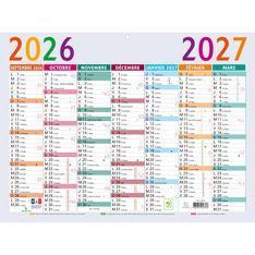 Calendrier Multicolore - 7 mois par face - 29,5 x 22 cm - Septembre à Septembre - Exacompta