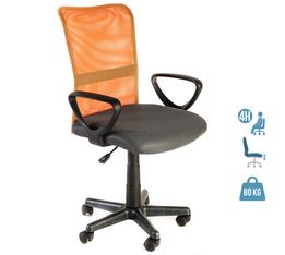Fauteuil de bureau junior SAMARA - accoudoirs fixes - gris/orange