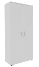Armoire haute INEO/LEVEL/STEELY/WOODY - L80 x H180 x P47 - 2 portes - Corps blanc - Portes et dessus Blanc perle