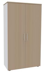Armoire haute INEO/LEVEL/STEELY/WOODY - L80 x H180 x P47 - 2 portes - Corps blanc - Portes et dessus imitation Chêne clair
