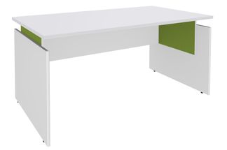Bureau INEO JET UP Bureau Vallée - Réglable en hauteur - L160 x H74/78/82 x P80 cm - Pieds blanc - plateau blanc - Entretoise Anis