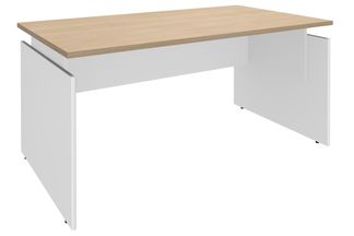 Bureau INEO JET UP Bureau Vallée - Réglable en hauteur - L160 x H74/78/82 x P80 cm - Pieds blanc - plateau imitation chêne clair - Entretoise Blanc