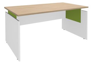 Bureau INEO JET UP Bureau Vallée - Réglable en hauteur - L160 x H74/78/82 x P80 cm - Pieds blanc - plateau imitation chêne clair - Entretoise Anis