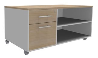 Console mobile INEO JET UP Bureau Vallée - L100 X H63 X P60 cm - 2 tiroirs dont 1 personnalisable en option - Finition imitation Chêne clair