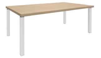 Bureau EXPRIM Manager - L200 x P100 x H72,5 cm - Plateau imitation chêne clair - Pieds blanc