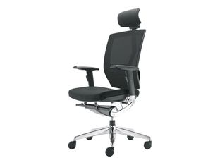 Fauteuil de bureau - 4X - Accoudoirs réglables  - Appuie-tête - Noir 