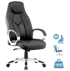 Fauteuil de bureau PILOTE - accoudoirs fixes - appui-tête intégré - noir