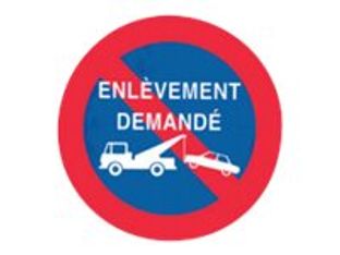 Pickup - Pictogramme rond - Pas de parking-Enlèvement demandé - 180 mm