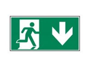 Pickup - Panneau de signalisation - 300 x 150 mm - Flèche vers le bas de sortie de secours