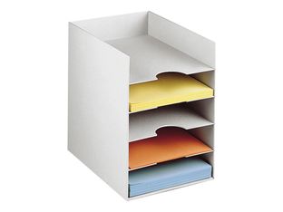 Trieur organiseur de bureau EASY OFFICE - 5 cases pour documents format 24 x 32 cm - gris
