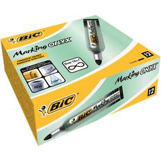 BIC ONYX 1482 - Pack de 12 marqueurs permanents - pointe ogive - noir