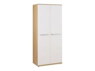 Armoire haute SLIVER - L80 x H188 x P45 - 2 portes - Chêne fil et blanc