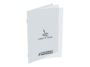 Conquérant Classique - Cahier de dessin polypro 24 x 32 cm - 48 pages blanches - transparent