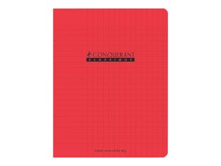 Conquérant Classique - Cahier polypro 17 x 22 cm - 96 pages - grands carreaux (Seyes) - rouge