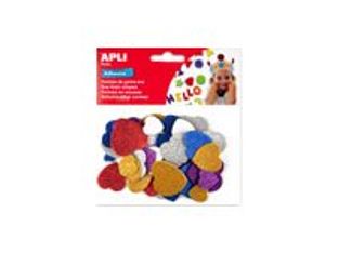 Apli - Sachet de gommettes en mousse - motifs cœurs - couleurs vives